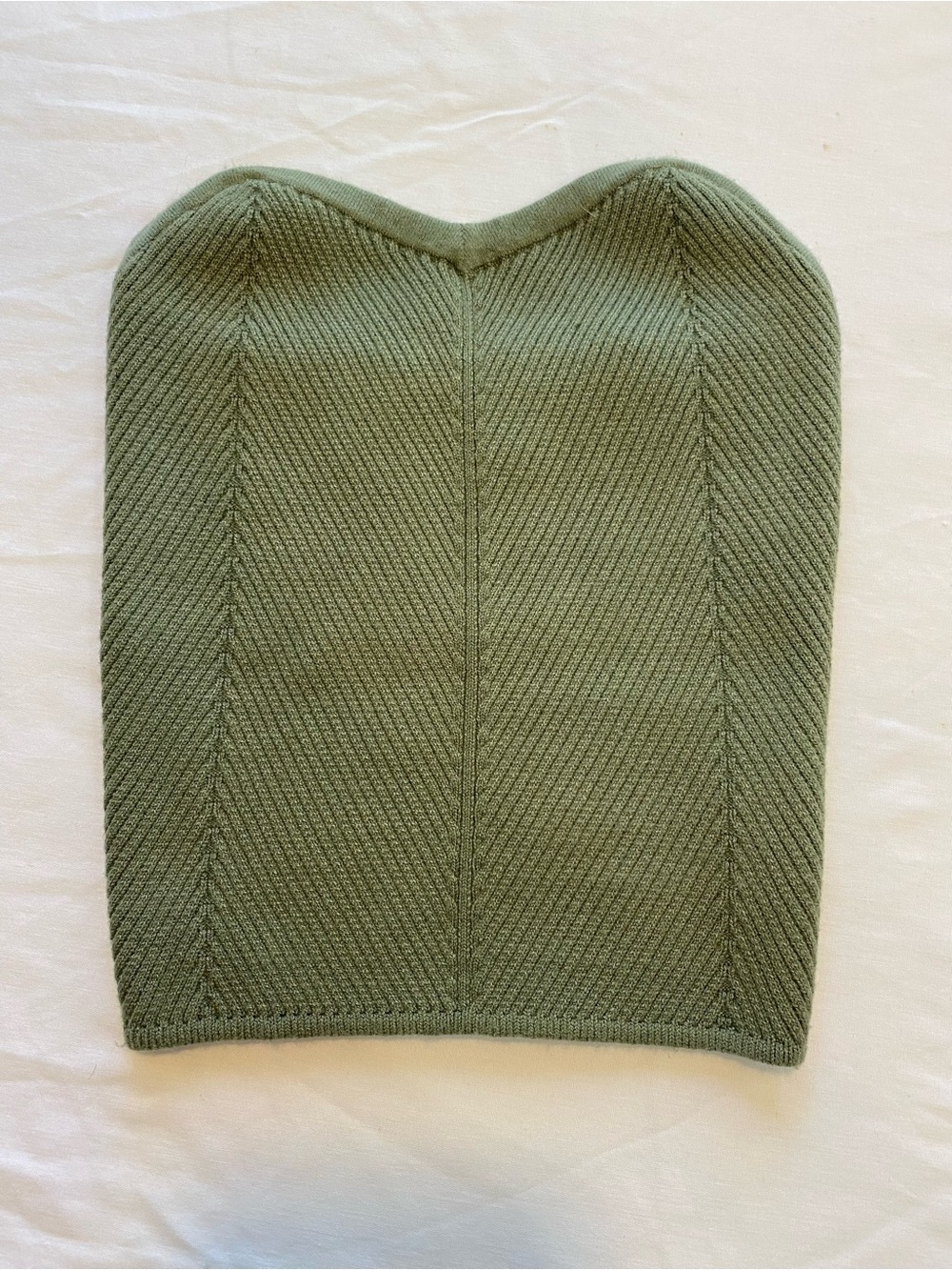 Aerie Olive Green Ribbed Knit Tube Top Neckline Strapless Bodice XS.